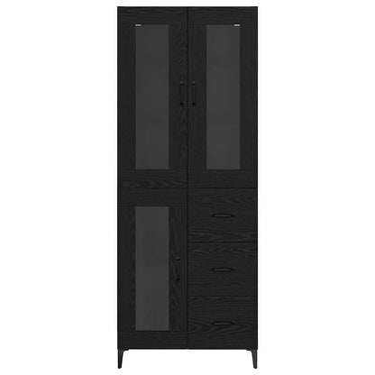 vidaXL Buffet haut noir aspect chêne 69,5 x 34 x 180 cm Bois d'ingénierie