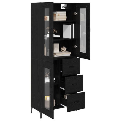 vidaXL Buffet haut noir aspect chêne 69,5 x 34 x 180 cm Bois d'ingénierie