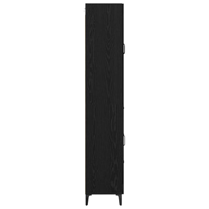 vidaXL Buffet haut noir aspect chêne 69,5 x 34 x 180 cm Bois d'ingénierie