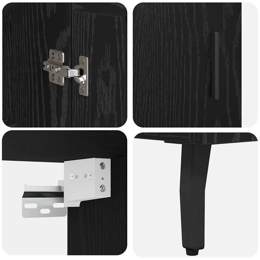 vidaXL Highboard 2 pcs Schwarz Eichen-Optik Engineered Wood und Glas