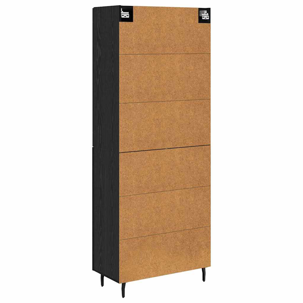 vidaXL Highboard 2 pcs Schwarz Eichen-Optik Engineered Wood und Glas