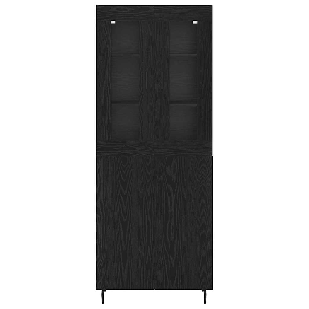 vidaXL Highboard 2 pcs Schwarz Eichen-Optik Engineered Wood und Glas