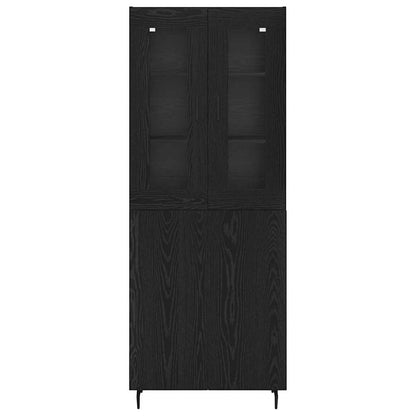 vidaXL Highboard 2 pcs Schwarz Eichen-Optik Engineered Wood und Glas
