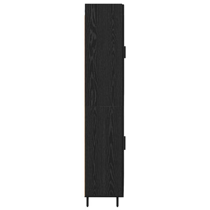 vidaXL Highboard 2 pcs Schwarz Eichen-Optik Engineered Wood und Glas