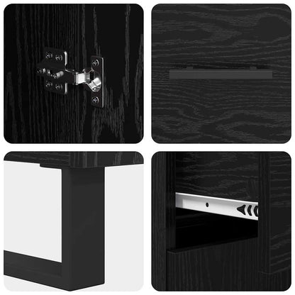 vidaXL Highboard 2 pcs Schwarz Eichen-Optik Engineered Wood und Glas