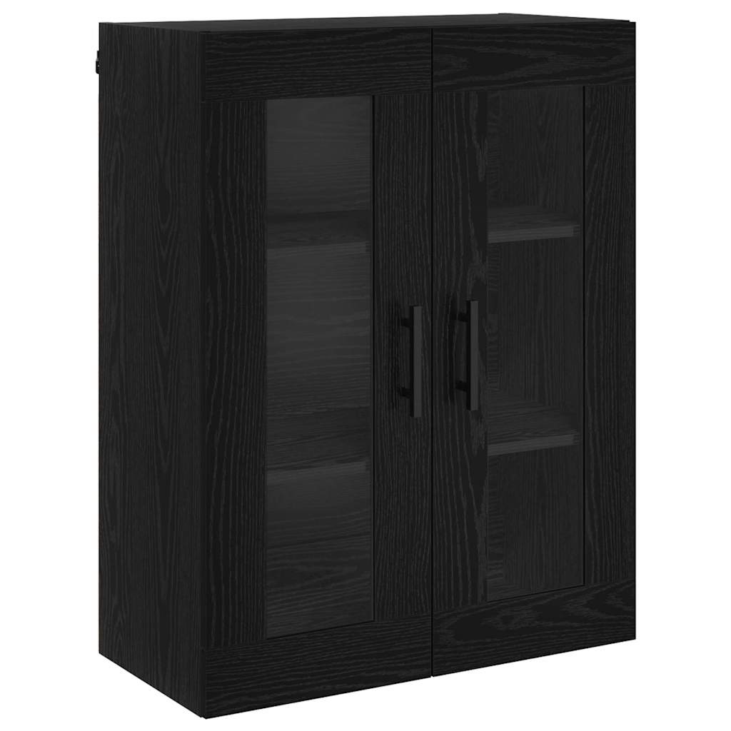 vidaXL Highboard 2 pcs Schwarz Eichen-Optik Engineered Wood und Glas