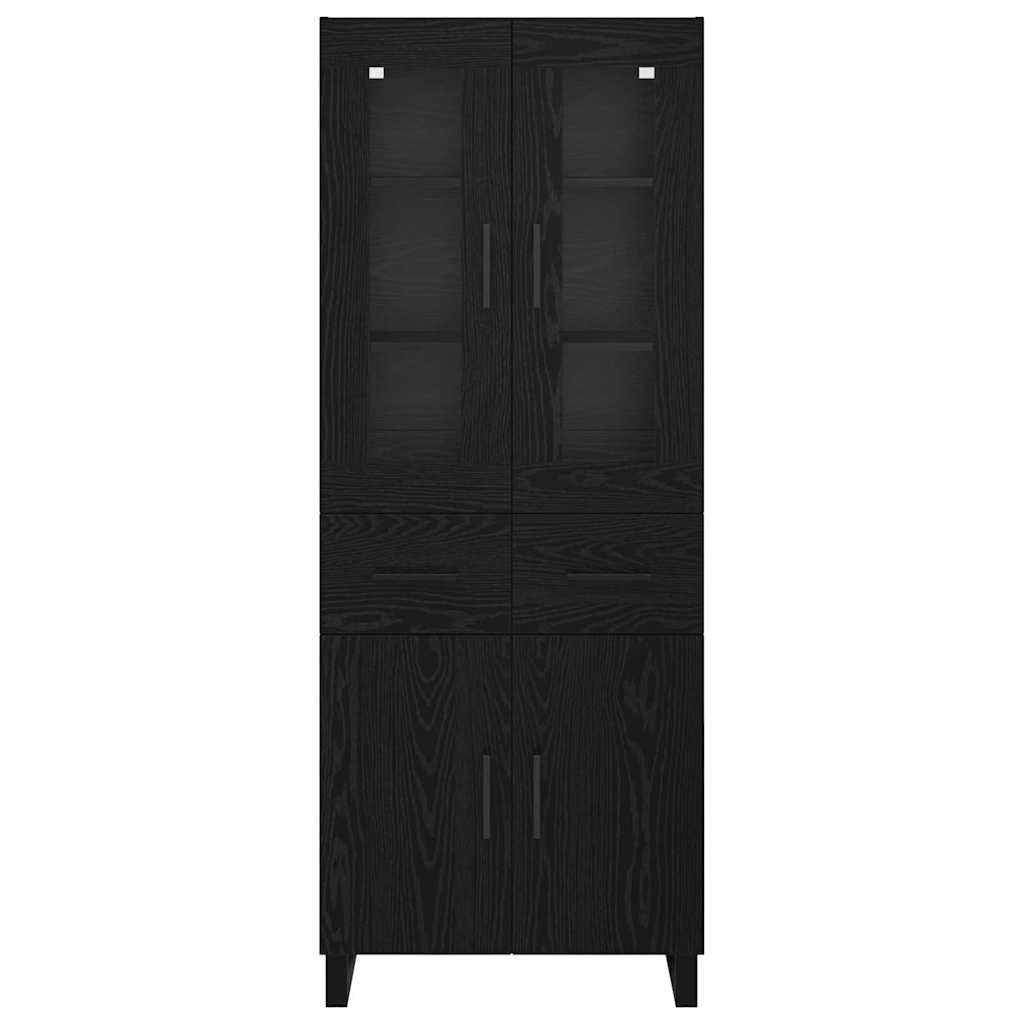 vidaXL Highboard 2 pcs Schwarz Eichen-Optik Engineered Wood und Glas