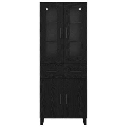 vidaXL Highboard 2 pcs Schwarz Eichen-Optik Engineered Wood und Glas