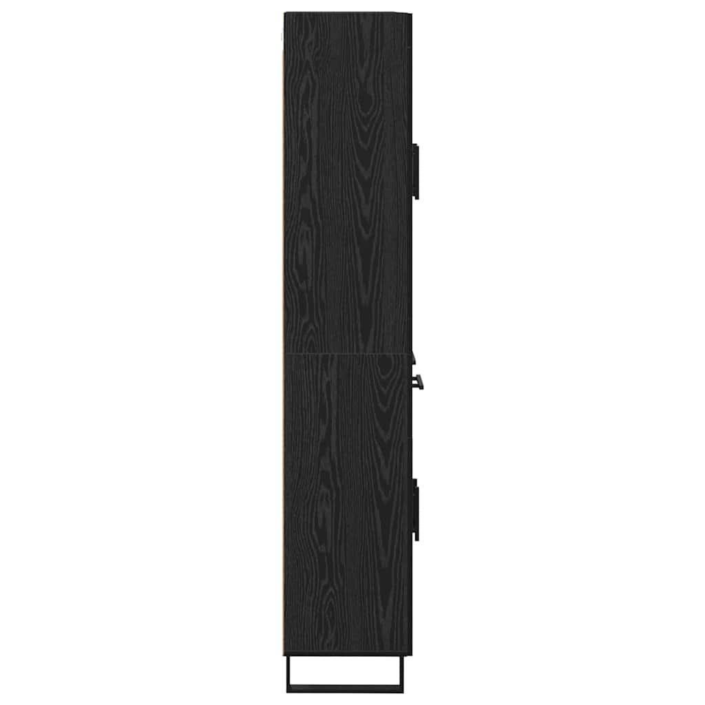 vidaXL Highboard 2 pcs Schwarz Eichen-Optik Engineered Wood und Glas