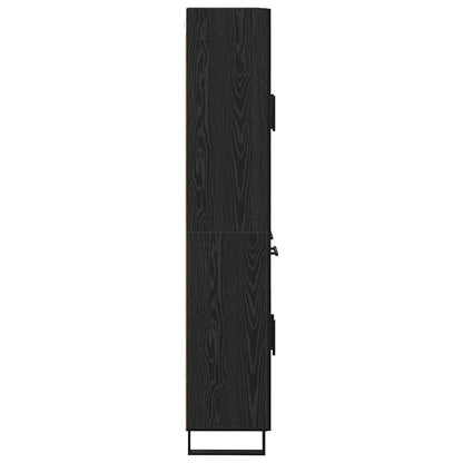 vidaXL Highboard 2 pcs Schwarz Eichen-Optik Engineered Wood und Glas
