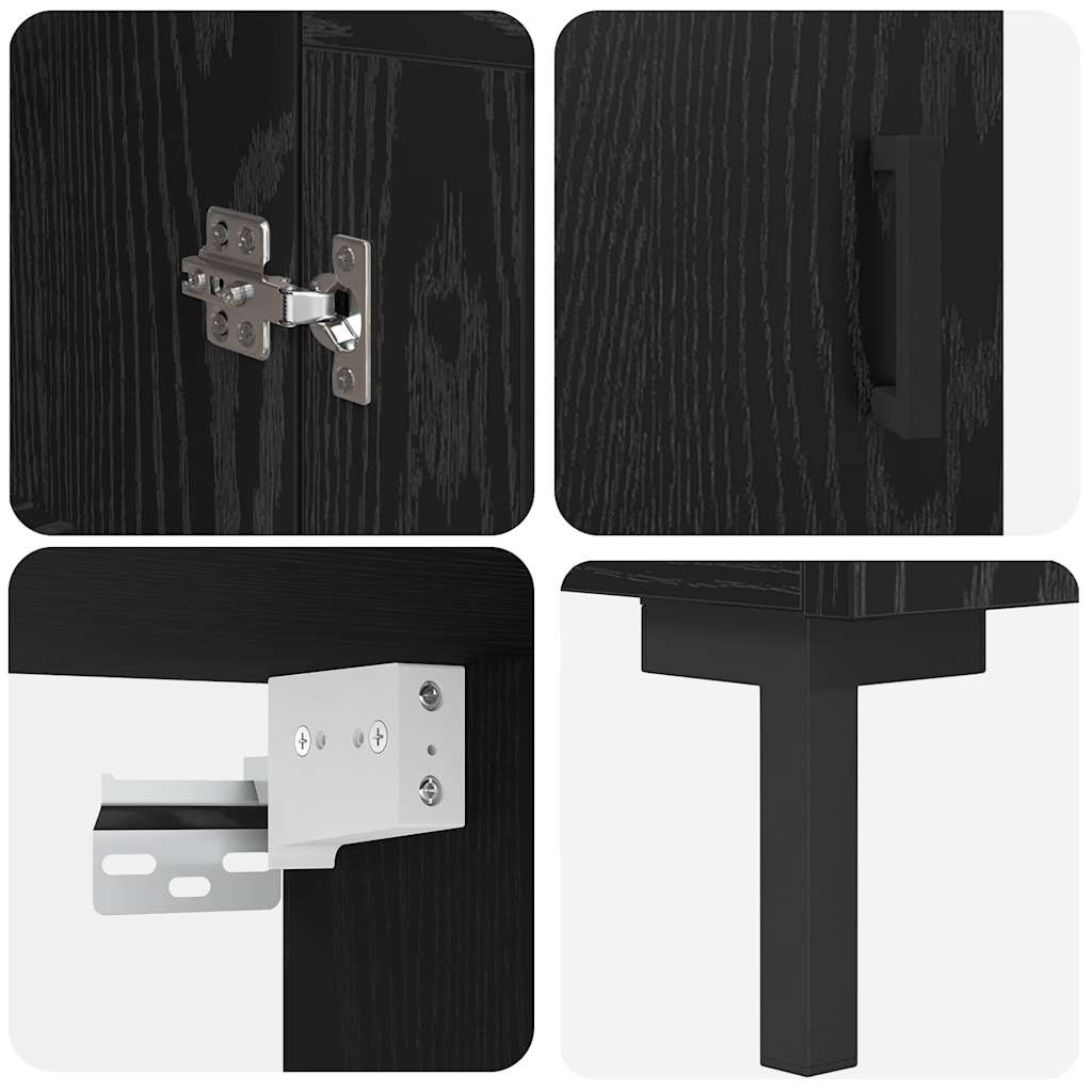 Highboard Schwarz Eichen-Optik 69,5 x 34 x 180 cm Holzwerkstoff