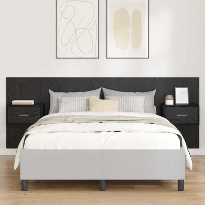 vidaXL Tête de lit avec armoire 3 pcs Noir aspect chêne Bois d'ingénierie