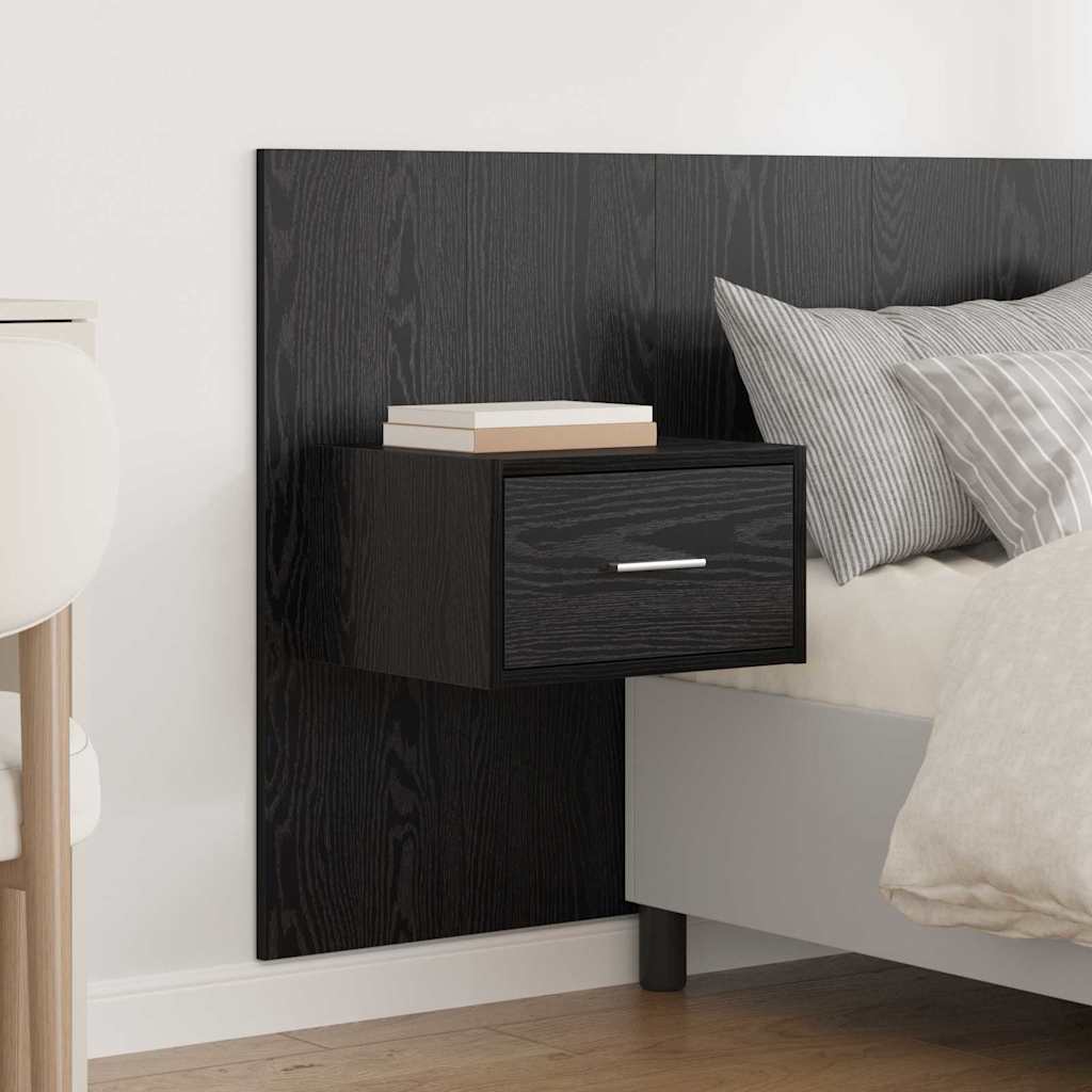 vidaXL Tête de lit avec armoire 3 pcs Noir aspect chêne Bois d'ingénierie