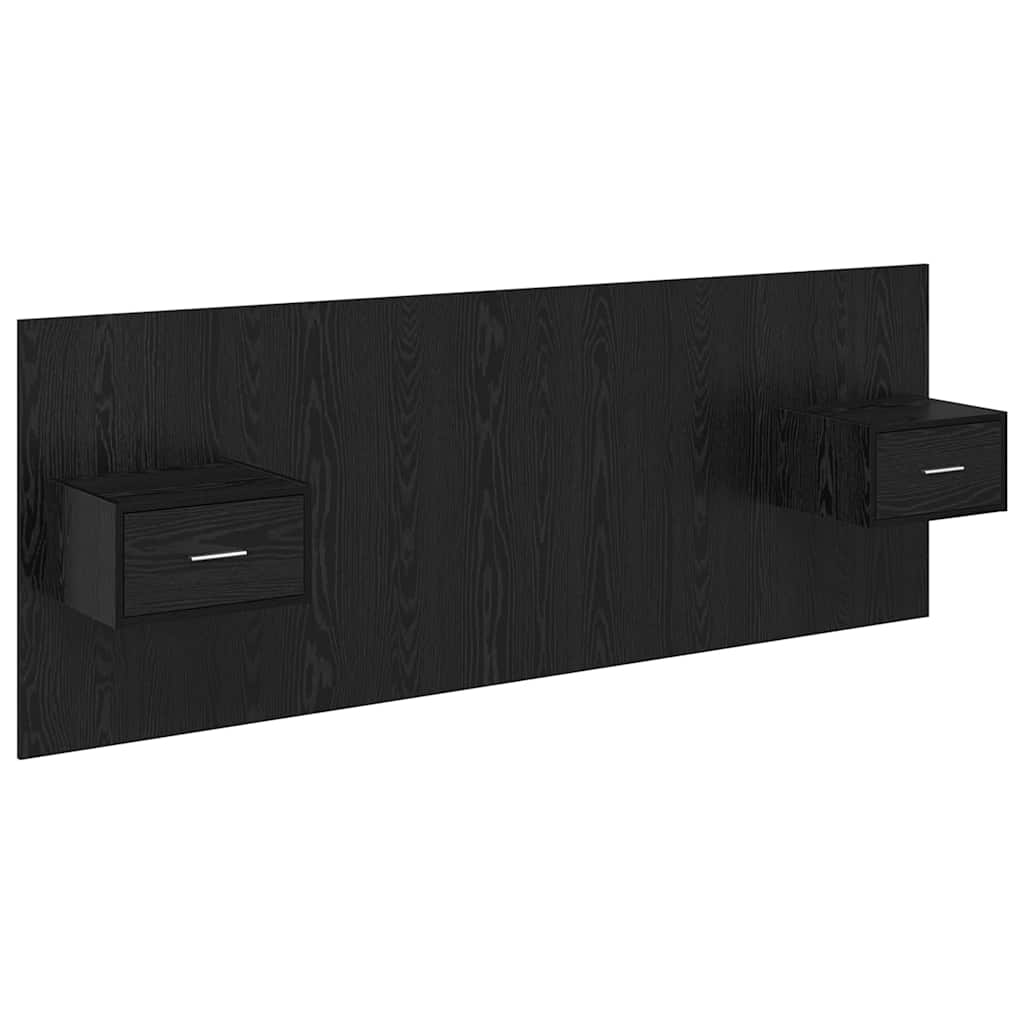 vidaXL Tête de lit avec armoire 3 pcs Noir aspect chêne Bois d'ingénierie