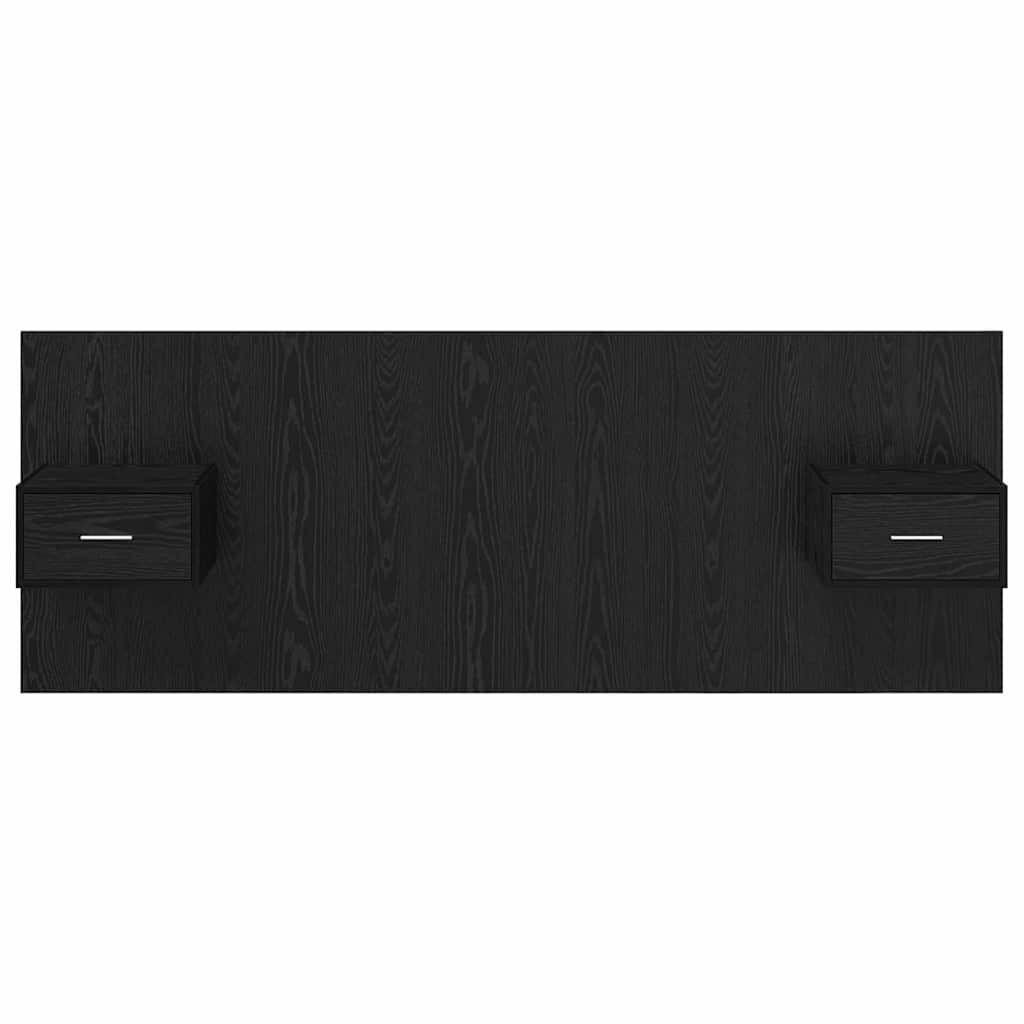vidaXL Tête de lit avec armoire 3 pcs Noir aspect chêne Bois d'ingénierie
