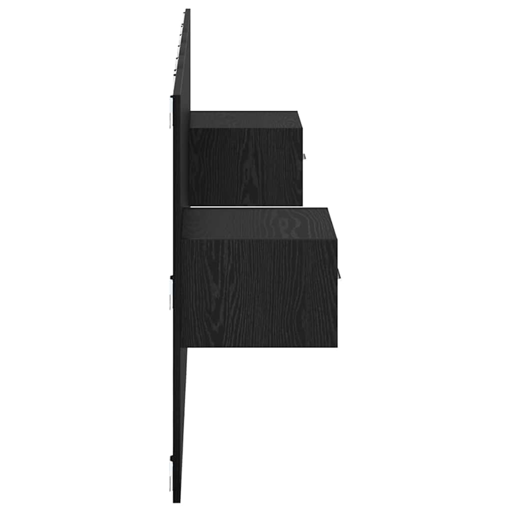 vidaXL Tête de lit avec armoire 3 pcs Noir aspect chêne Bois d'ingénierie
