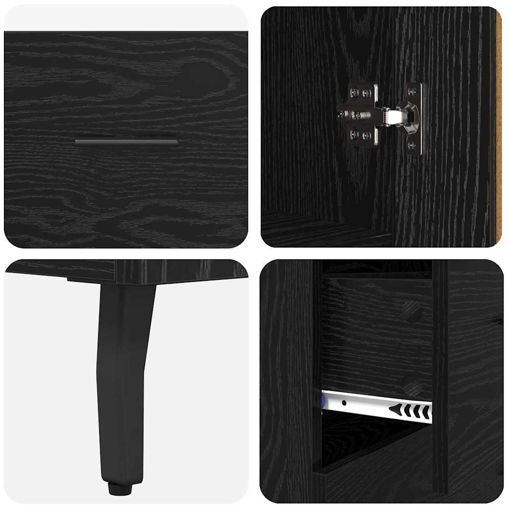 vidaXL Highboard 2 pcs Schwarz Eichen-Optik Engineered Wood und Glas