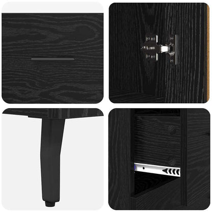 vidaXL Highboard 2 pcs Schwarz Eichen-Optik Engineered Wood und Glas