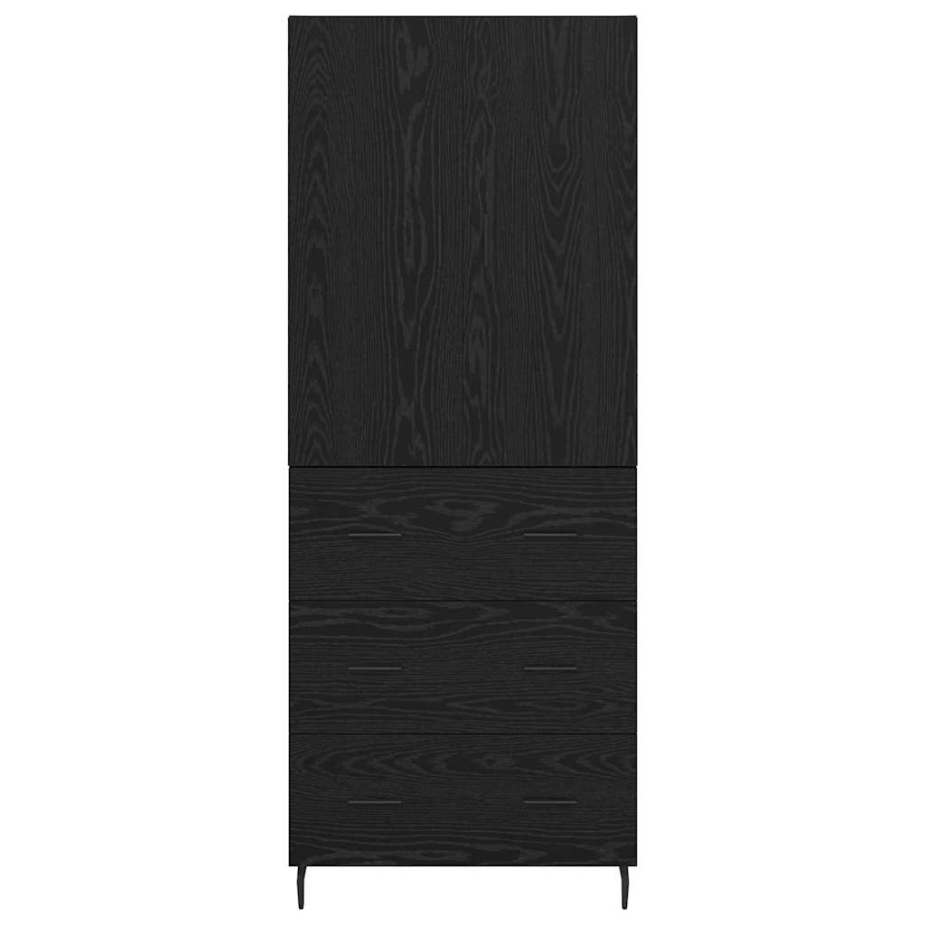 vidaXL Highboard 2 pcs Schwarz Eichen-Optik Engineered Wood und Glas
