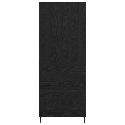 vidaXL Highboard 2 pcs Schwarz Eichen-Optik Engineered Wood und Glas