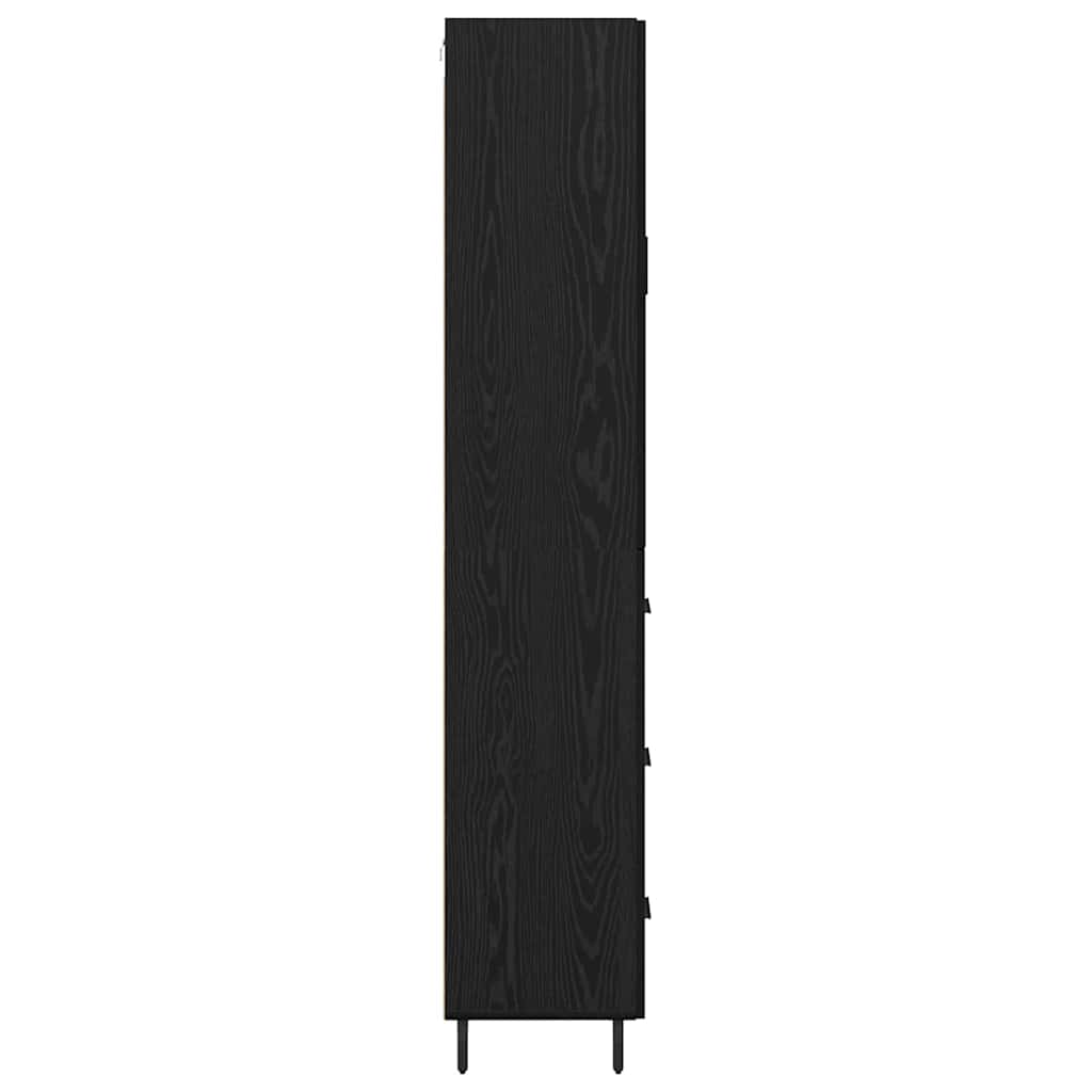 vidaXL Highboard 2 pcs Schwarz Eichen-Optik Engineered Wood und Glas