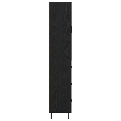 vidaXL Highboard 2 pcs Schwarz Eichen-Optik Engineered Wood und Glas
