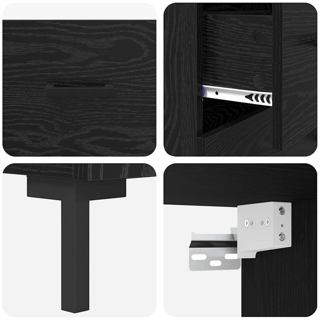 vidaXL Highboard Schwarz Eichen-Optik 69,5 x 34 x 180 cm Holzwerkstoff