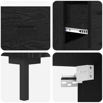 vidaXL Highboard Schwarz Eichen-Optik 69,5 x 34 x 180 cm Holzwerkstoff