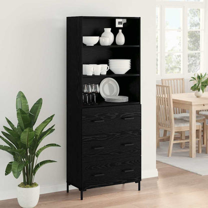 vidaXL Highboard Schwarz Eichen-Optik 69,5 x 34 x 180 cm Holzwerkstoff