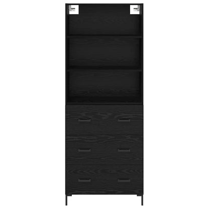 vidaXL Highboard Schwarz Eichen-Optik 69,5 x 34 x 180 cm Holzwerkstoff