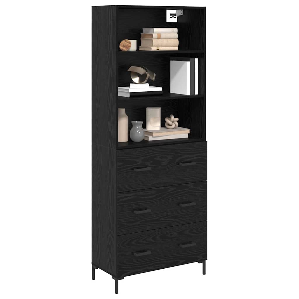 vidaXL Highboard Schwarz Eichen-Optik 69,5 x 34 x 180 cm Holzwerkstoff
