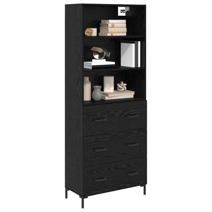 vidaXL Highboard Schwarz Eichen-Optik 69,5 x 34 x 180 cm Holzwerkstoff
