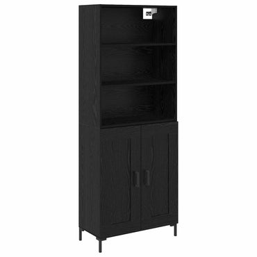 vidaXL Buffet haut noir aspect chêne 69,5 x 34 x 180 cm Bois d'ingénierie
