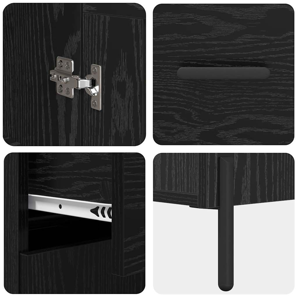 vidaXL Highboard Schwarz Eichen-Optik 69,5 x 34 x 180 cm Holzwerkstoff