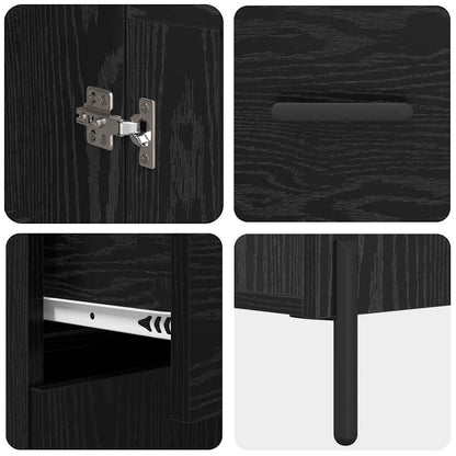 vidaXL Highboard Schwarz Eichen-Optik 69,5 x 34 x 180 cm Holzwerkstoff