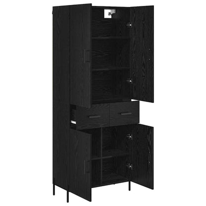 vidaXL Highboard Schwarz Eichen-Optik 69,5 x 34 x 180 cm Holzwerkstoff
