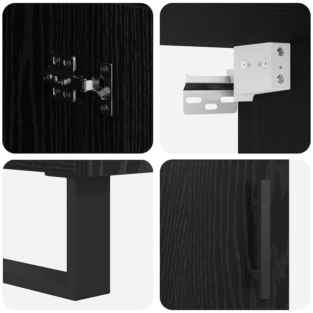 vidaXL Highboard 2 pcs Schwarz Eichen-Optik Engineered Wood und Glas