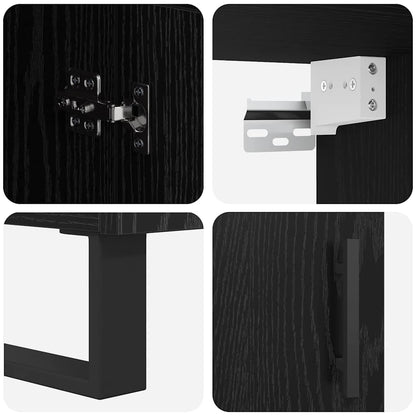 vidaXL Highboard 2 pcs Schwarz Eichen-Optik Engineered Wood und Glas