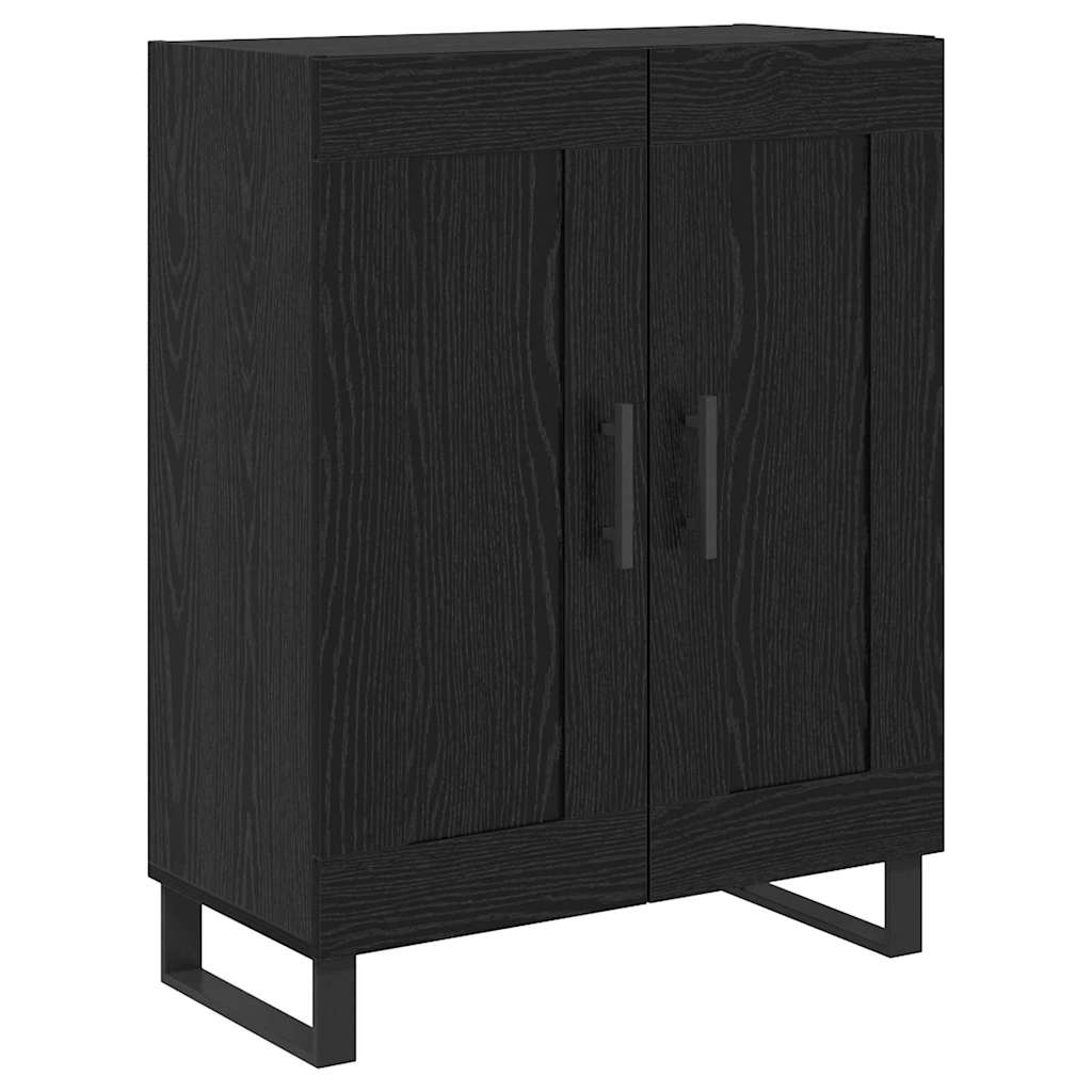 vidaXL Highboard 2 pcs Schwarz Eichen-Optik Engineered Wood und Glas
