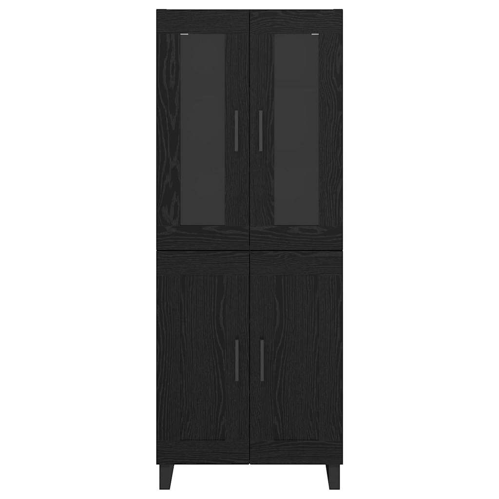 vidaXL Highboard 2 pcs Schwarz Eichen-Optik Engineered Wood und Glas