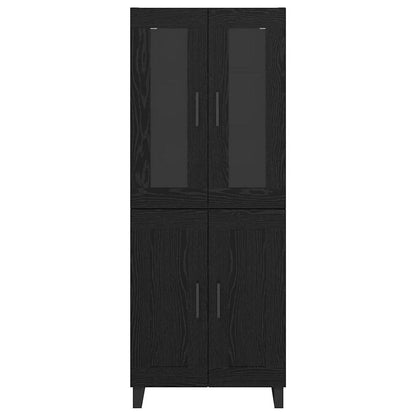 vidaXL Highboard 2 pcs Schwarz Eichen-Optik Engineered Wood und Glas