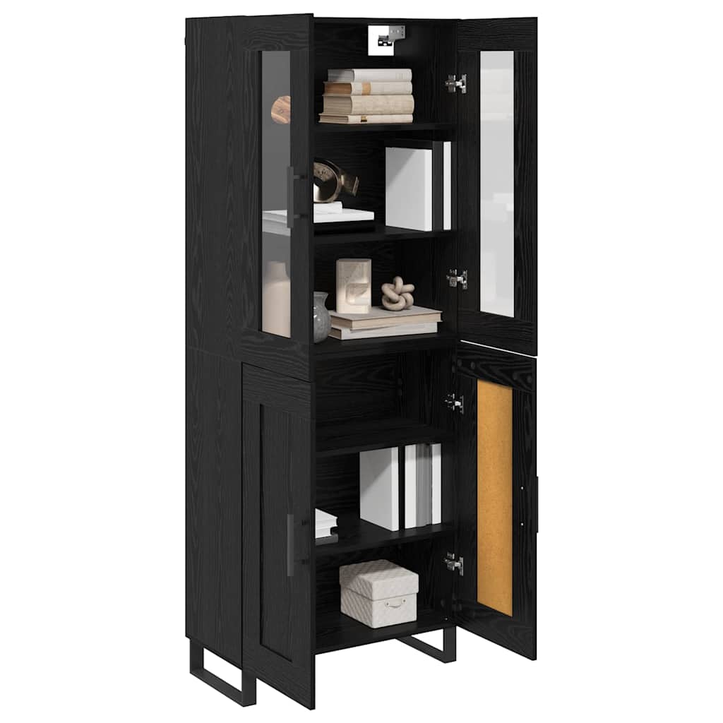 vidaXL Highboard 2 pcs Schwarz Eichen-Optik Engineered Wood und Glas
