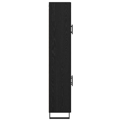 vidaXL Highboard 2 pcs Schwarz Eichen-Optik Engineered Wood und Glas