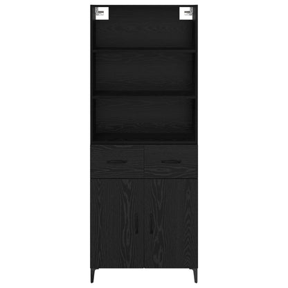 Highboard Schwarz Eichen-Optik 69,5 x 34 x 180 cm Holzwerkstoff