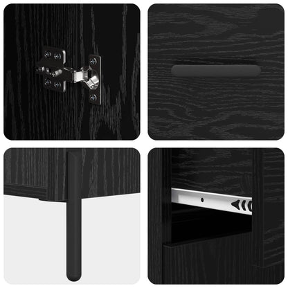 vidaXL Buffet haut noir aspect chêne 69,5 x 34 x 180 cm Bois d'ingénierie