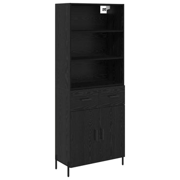 vidaXL Buffet haut noir aspect chêne 69,5 x 34 x 180 cm Bois d'ingénierie