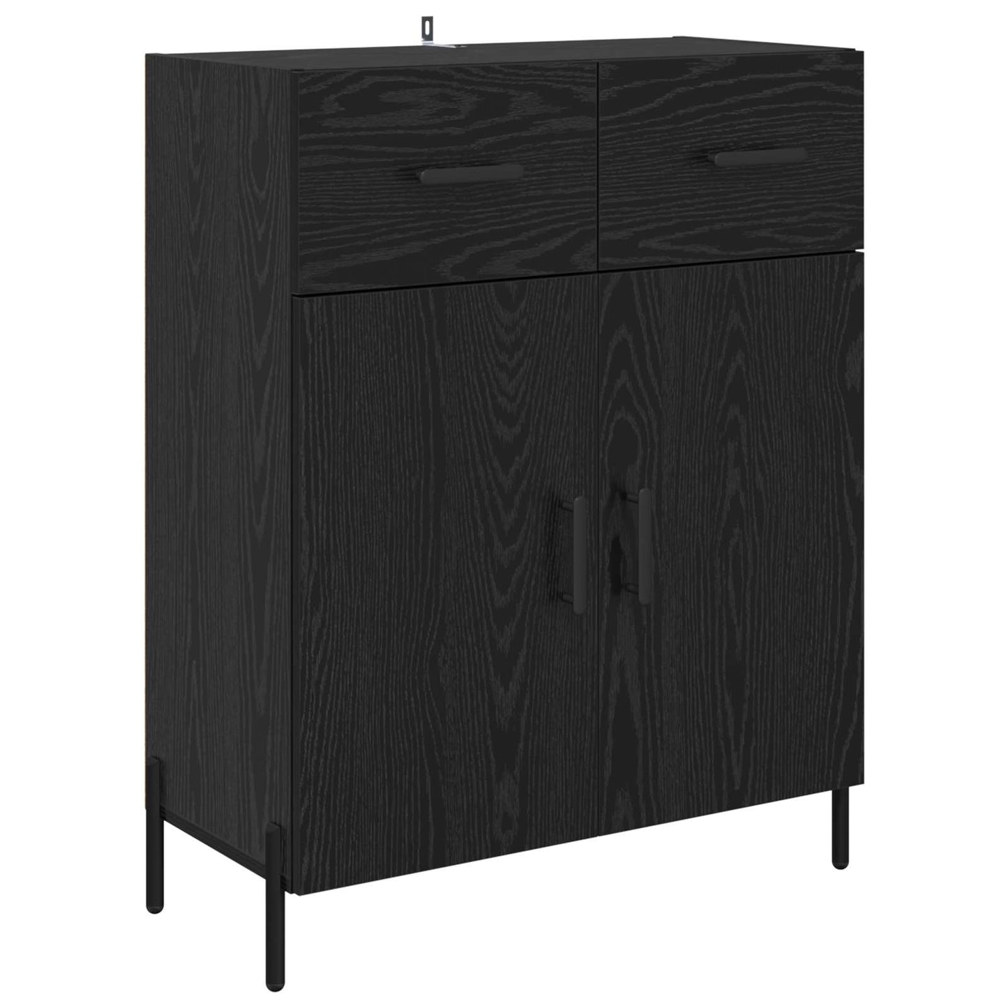 vidaXL Buffet haut noir aspect chêne 69,5 x 34 x 180 cm Bois d'ingénierie