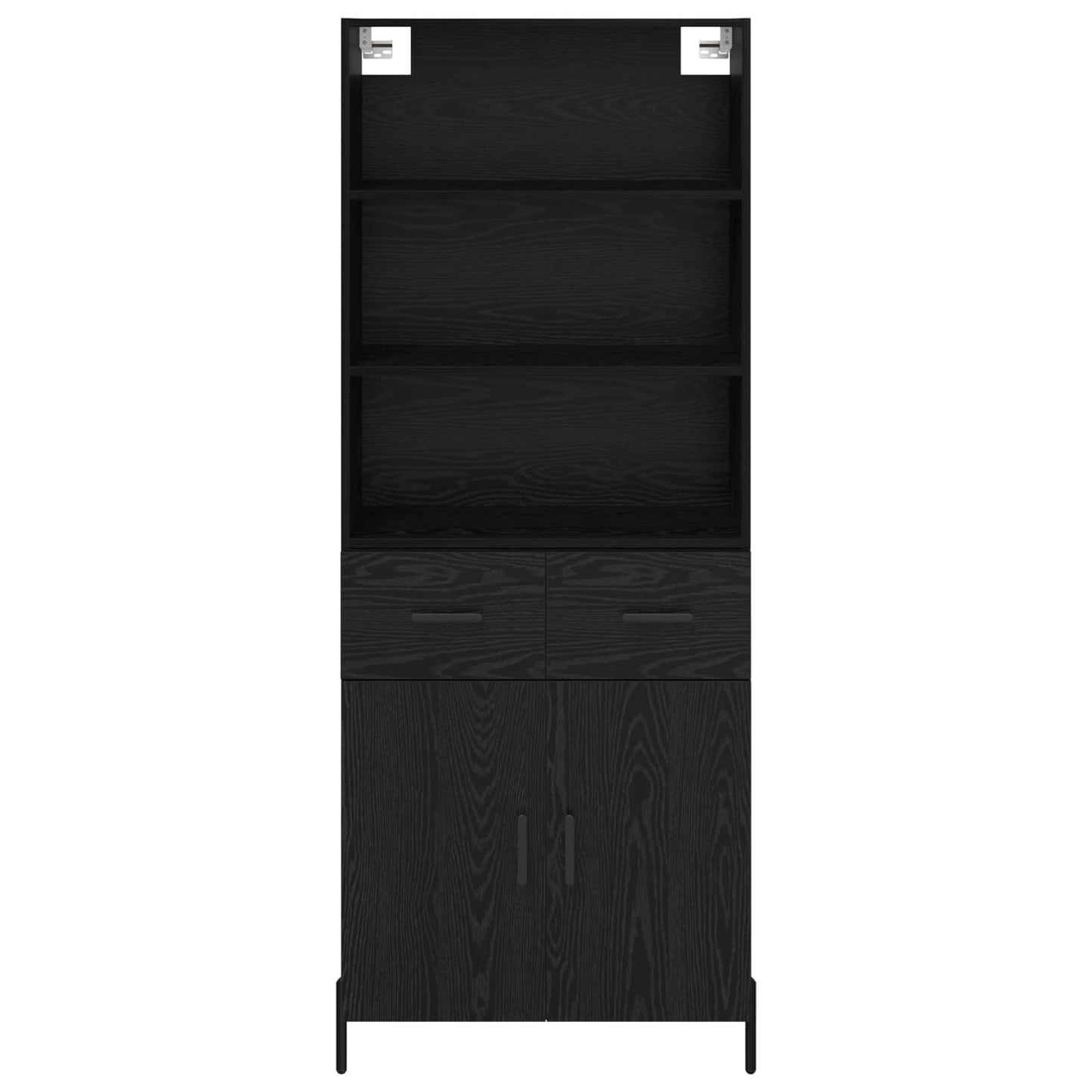 vidaXL Buffet haut noir aspect chêne 69,5 x 34 x 180 cm Bois d'ingénierie