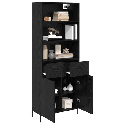 vidaXL Buffet haut noir aspect chêne 69,5 x 34 x 180 cm Bois d'ingénierie