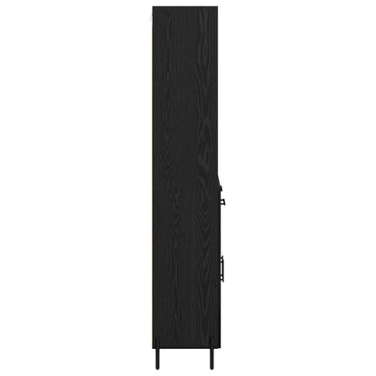 vidaXL Buffet haut noir aspect chêne 69,5 x 34 x 180 cm Bois d'ingénierie